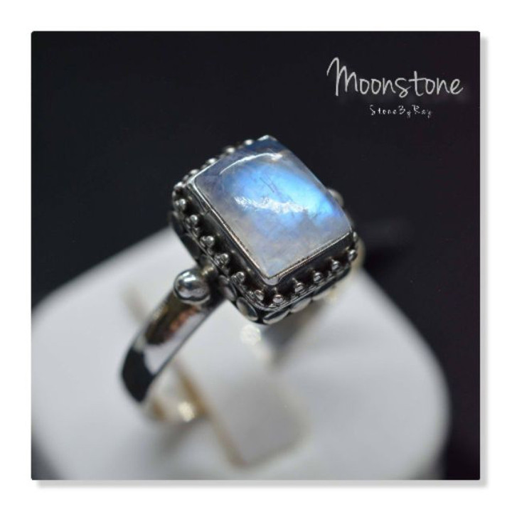 Radiant Rainbow Moonstone Sterling Silver Ring