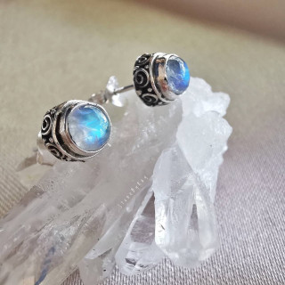 Rainbow Moonstone Silver Earrings - Elegant and Unique Sparkle