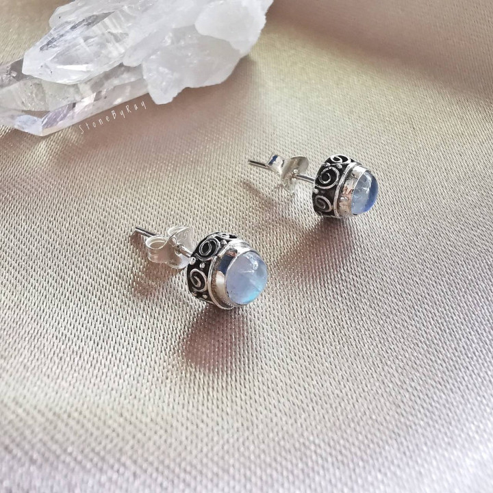 Rainbow Moonstone Silver Earrings - Elegant and Unique Sparkle