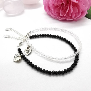 Black Onyx and Quartz Crystal Bracelet Set