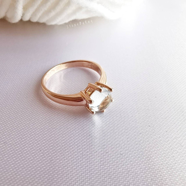 Pink Gold Aquamarine Silver Ring | Elegant Statement Jewelry