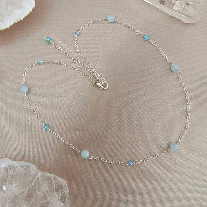 Aquamarine Silver Necklace Set - Elegant Jewelry Gift