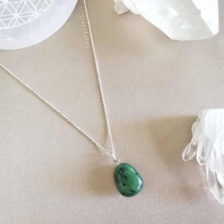 Zoisite and Ruby Silver Necklace - Elegant Gemstone Jewelry