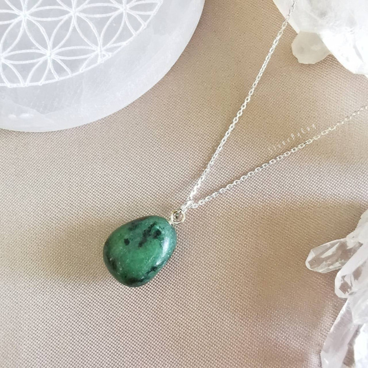 Zoisite and Ruby Silver Necklace - Elegant Gemstone Jewelry