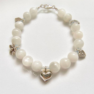 Moonstone Bracelet and Sterling Silver Charm | Mystical Jewelry
