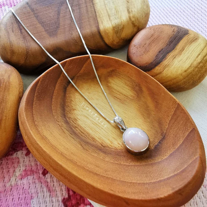 Sparkling Pink Opal Silver Necklace