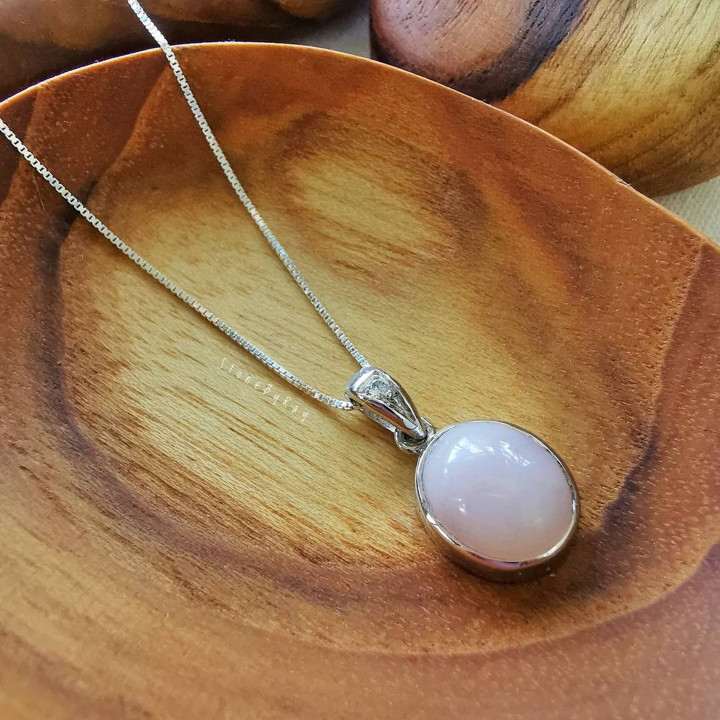 Sparkling Pink Opal Silver Necklace