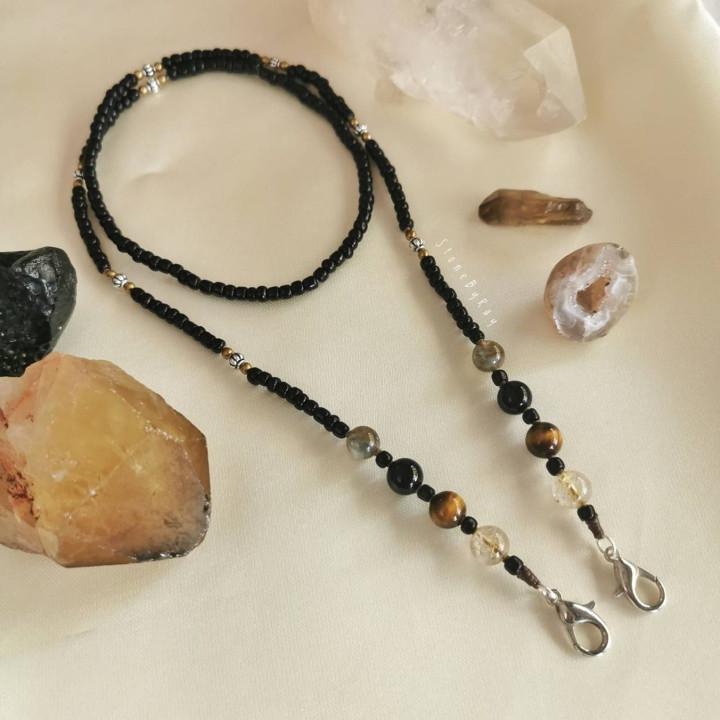 Stylish Mask Lanyard with Healing Stone Beads