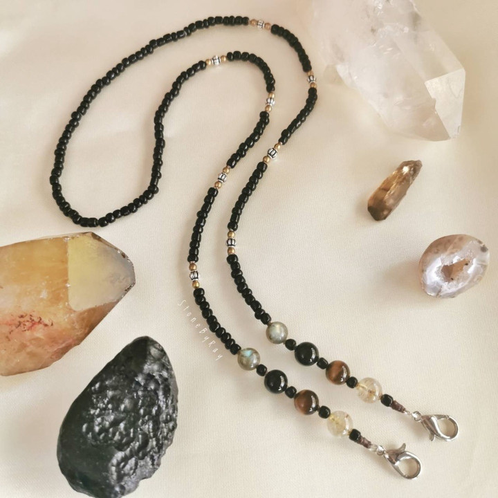 Stylish Mask Lanyard with Healing Stone Beads