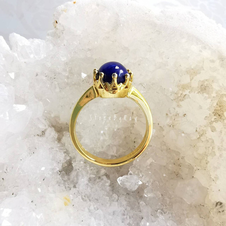 Lapis Lazuli Silver Ring | Gold Plated Statement Jewelry