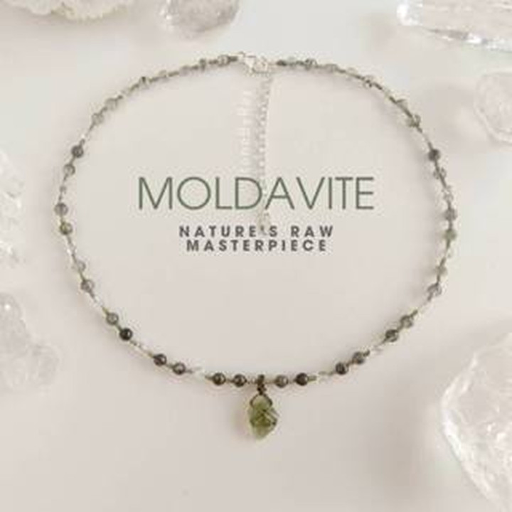 Black Tourmaline and Moldavite Necklace: Grounding and Transformation