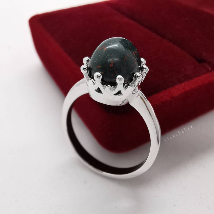 Bloodstone Silver Ring | Unique Gemstone Jewelry