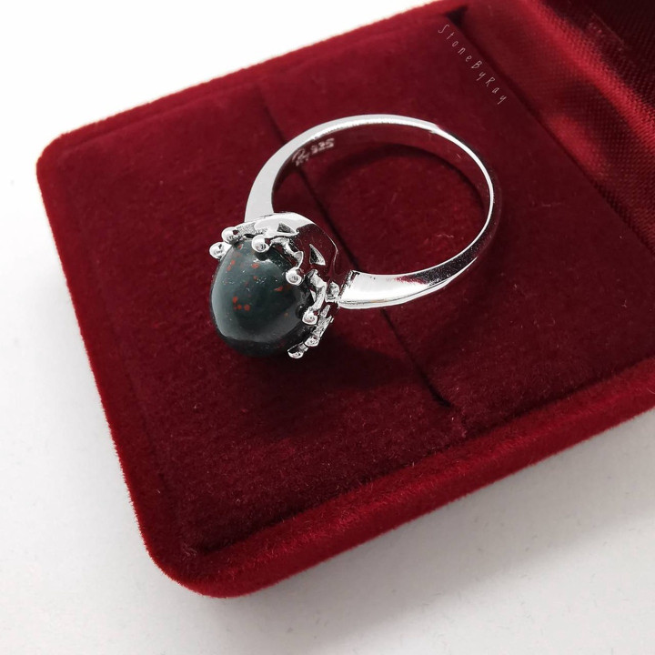 Bloodstone Silver Ring | Unique Gemstone Jewelry