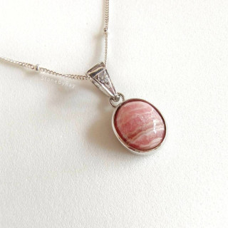 Radiant Rhodochrosite Silver Necklace Pendant