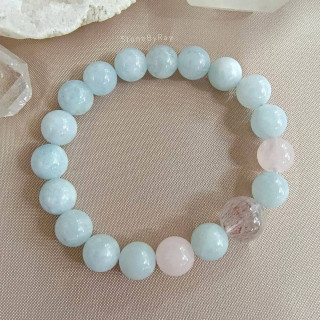 Crystal Healing Bracelet: Aquamarine, Rose Quartz and Super Seven