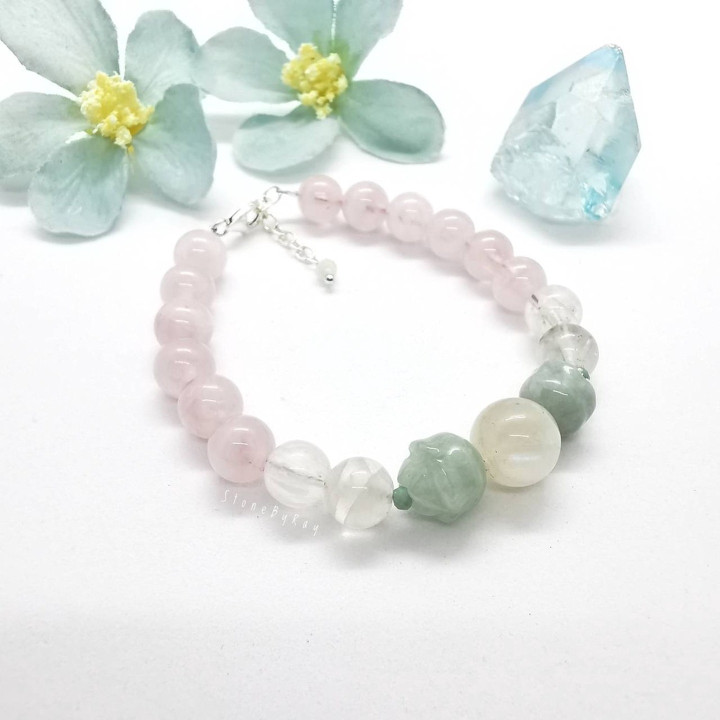 Healing Jade Bracelet with Rose Quartz and Moonstone
