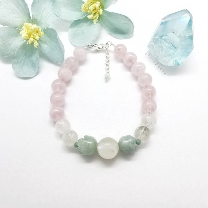 Healing Jade Bracelet with Rose Quartz and Moonstone