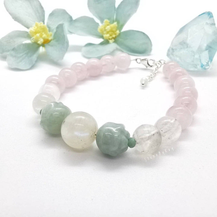 Healing Jade Bracelet with Rose Quartz and Moonstone