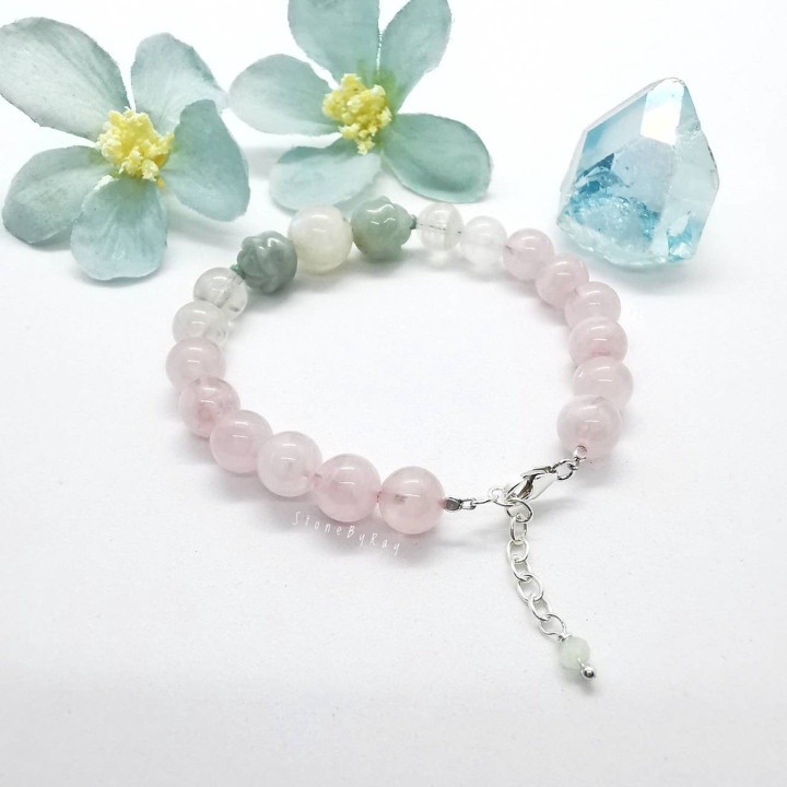Healing Jade Bracelet with Rose Quartz and Moonstone
