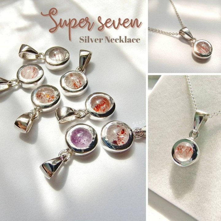 Super Seven Stone Pendant Necklace | Silver