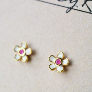 Sparkling Pink Ruby Sterling Silver Earrings