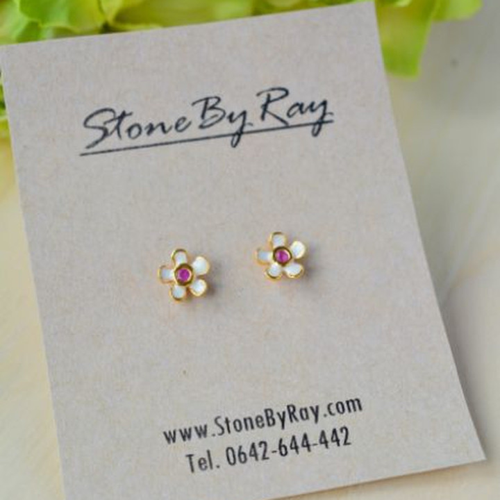 Sparkling Pink Ruby Sterling Silver Earrings