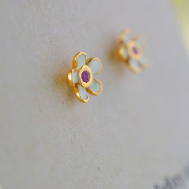 Sparkling Pink Ruby Sterling Silver Earrings