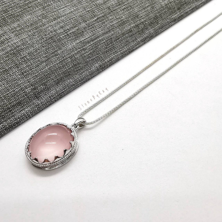 Rose Quartz Pendant Necklace | Sterling Silver Jewelry