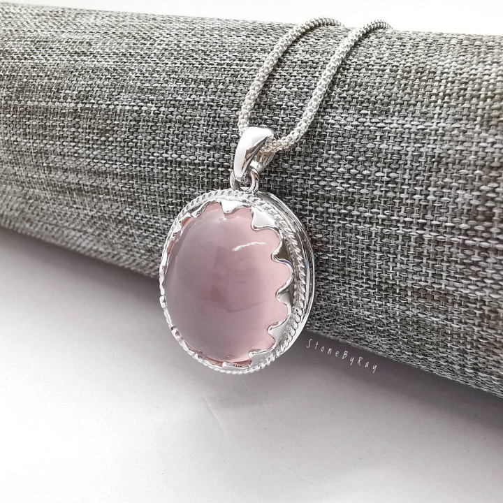Rose Quartz Pendant Necklace | Sterling Silver Jewelry