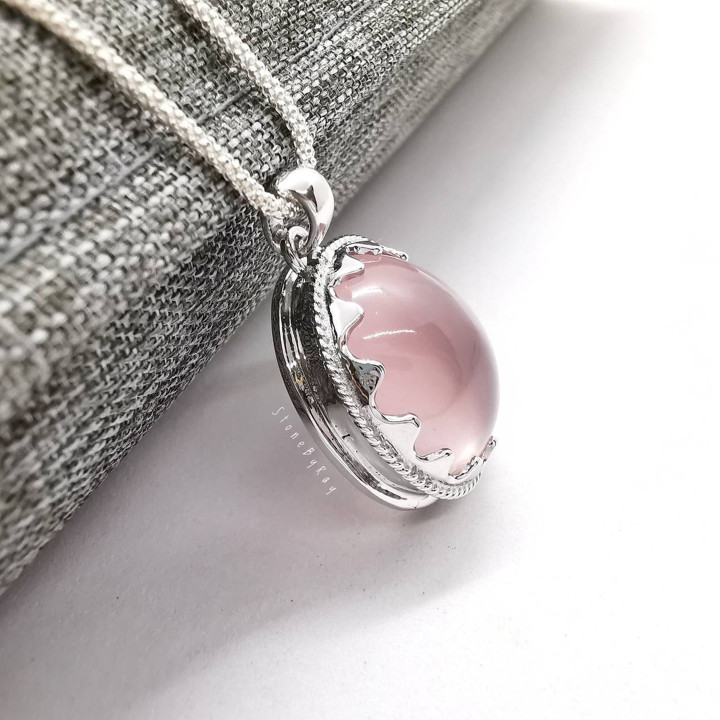Rose Quartz Pendant Necklace | Sterling Silver Jewelry