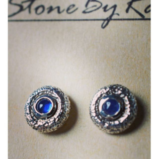 Sterling Silver Sapphire Earrings - Cabochon Cut Gemstones