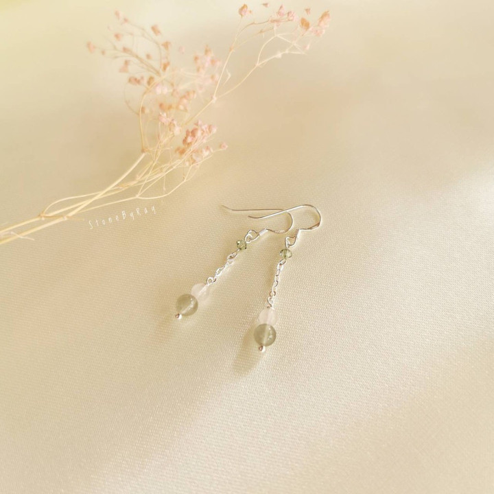 Rutile and Rose Quartz Earring and Bracelet Set