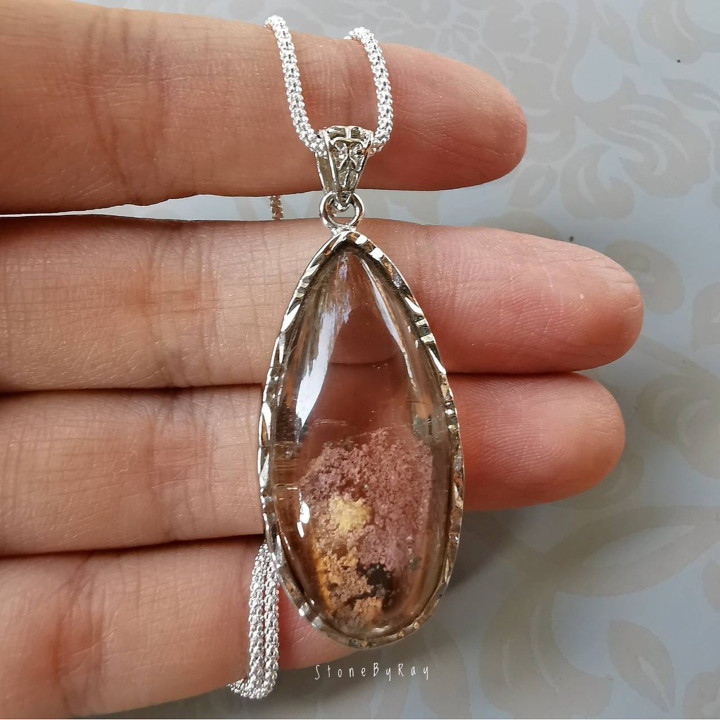 Elegante Silberkette mit Quarzstein | NL-307