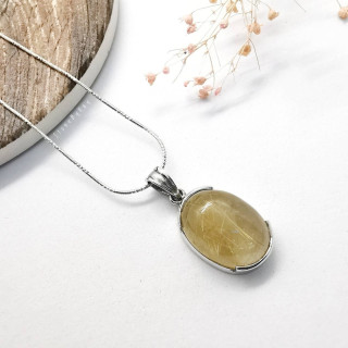 Radiant Silver Necklace with Rutilated Quartz Pendant