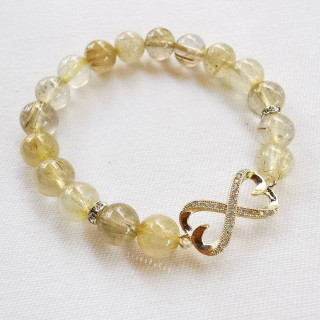 Radiant Golden Rutilated Quartz Wristlet - Stretch Bracelet