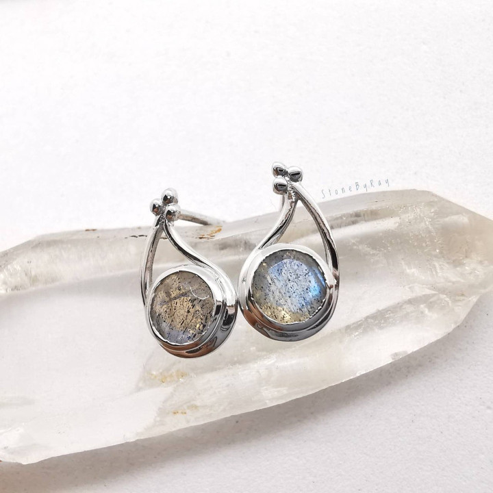 Labradorite Earrings | Silver Stud Earrings | Unique Sparkle