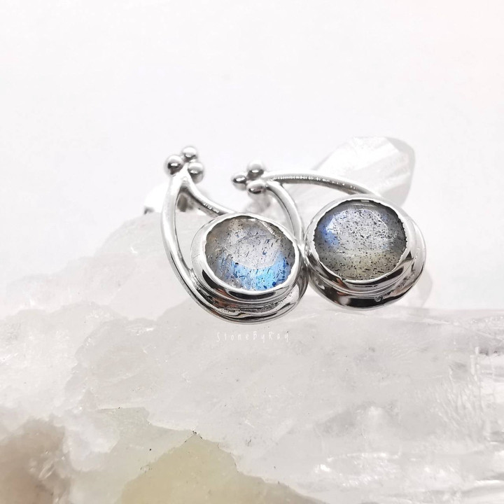 Labradorite Earrings | Silver Stud Earrings | Unique Sparkle