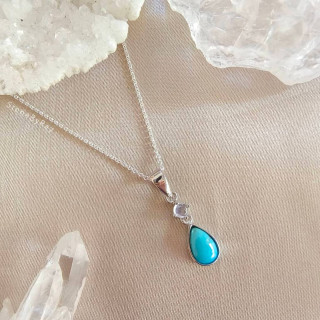 Turquoise and Moonstone Silver Necklace - Celestial Style