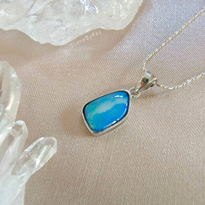 Opal Pendant Necklace | Sterling Silver Jewelry