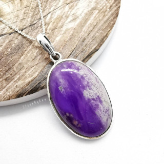 Purpurite Stone Silver Pendant Necklace