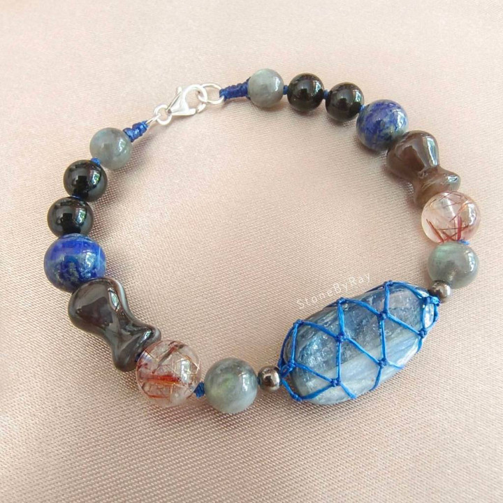 Kyanite Stone Bracelet | Boho Braided Rope Design