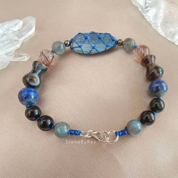 Kyanite Stone Bracelet | Boho Braided Rope Design