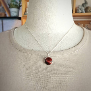 Red Tiger's Eye Silver Pendant Necklace