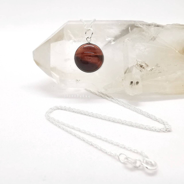 Red Tiger's Eye Silver Pendant Necklace