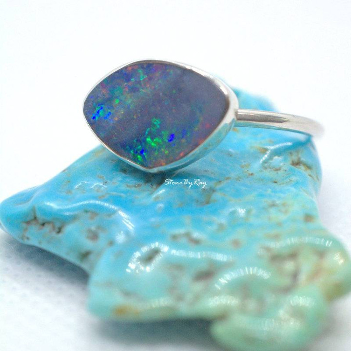 Sterling Silver Opal Ring | Genuine Australian Gemstone Jewelry