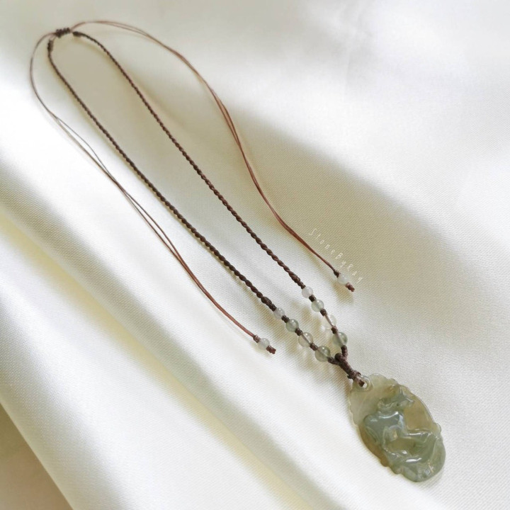 Jade Ox Pendant Braided Necklace - Chinese Zodiac Charm
