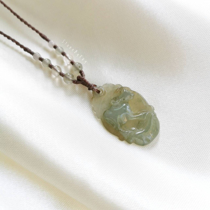 Jade Ox Pendant Braided Necklace - Chinese Zodiac Charm