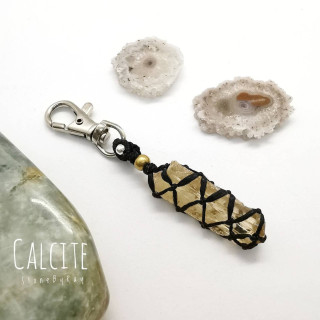 Calcite Stone Braided Rope Keychain - Unique and Stylish