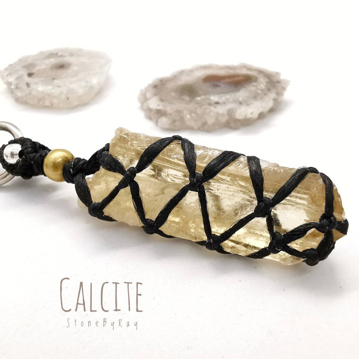 Calcite Stone Braided Rope Keychain - Unique and Stylish
