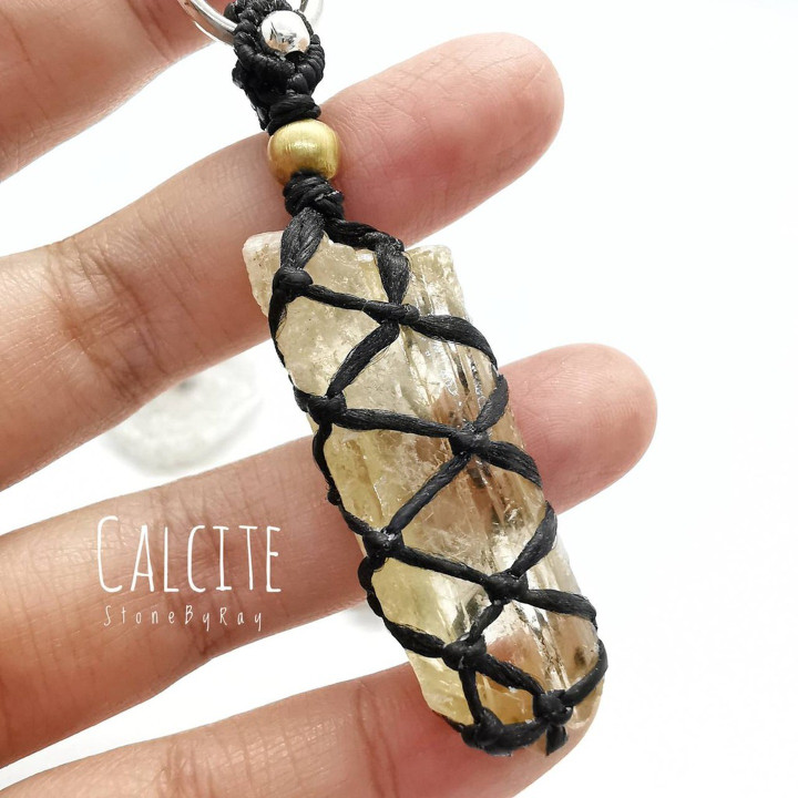 Calcite Stone Braided Rope Keychain - Unique and Stylish